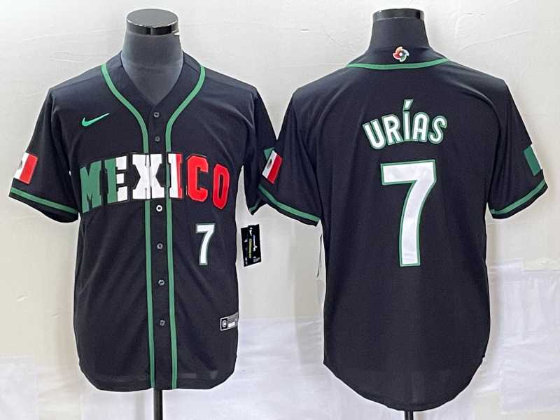 Men%27s Mexico Baseball #7 Julio Urias Number 2023 Black White World Classic Stitched Jersey5->2023 world baseball classic->MLB Jersey